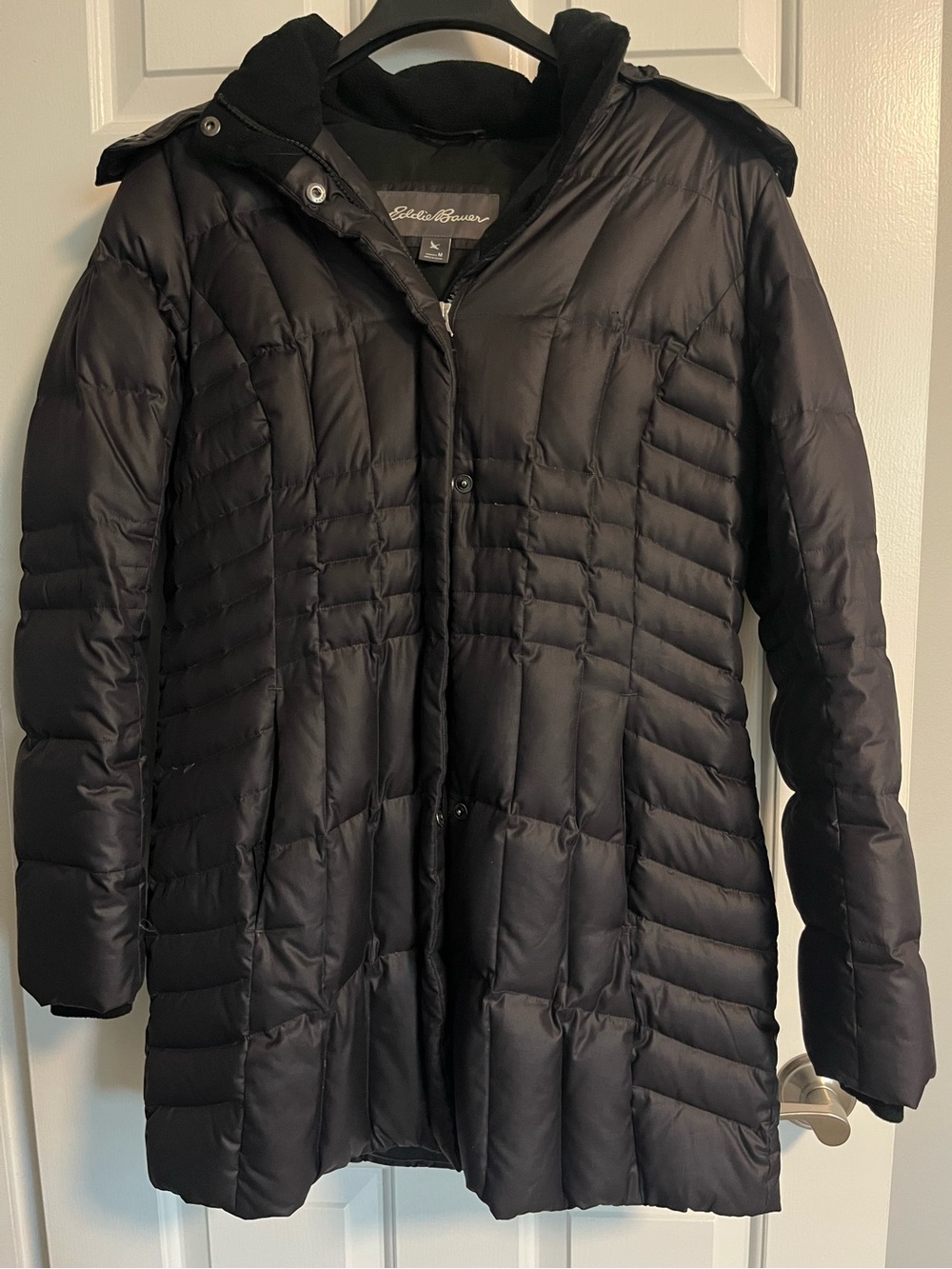 Eddie Bauer Women's Black Long Down Filled Coat Size Medium
